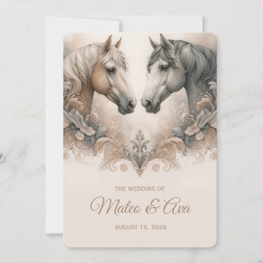 Liefde voor paarden speciale bruiloft uitnodiging (Voorkant)