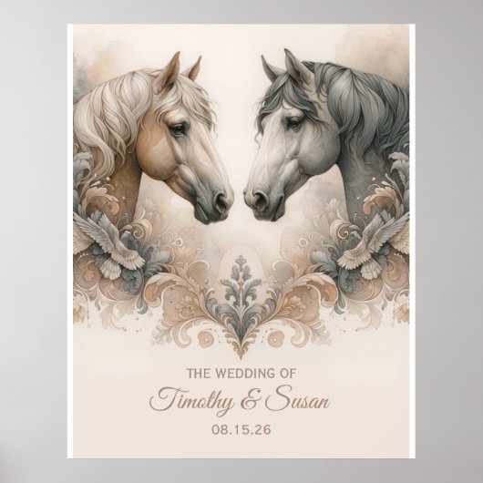 Liefde voor Paarden Trouwbord Poster (Voorkant)