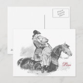 Liefde voor paardenzwart en wit briefkaart (Voorkant / Achterkant)