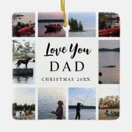 Liefde voor Papa | 10 Aanpasbare Foto's Kerstmis Keramisch Ornament