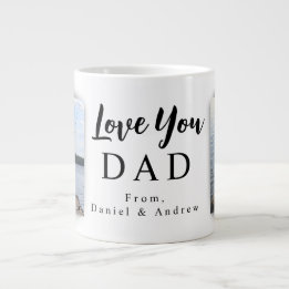 Liefde voor Papa | 2 Aanpasbare Foto's en Namen Grote Koffiekop
