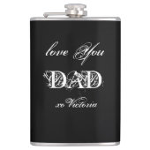 'Liefde Voor Papa' Van...Aangepaste Witte Zwarte Z Heupfles (Voorkant)