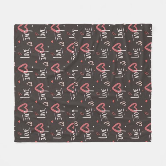Liefde voor Pink Hearts Fleece Deken (Voorkant (Horizontaal))