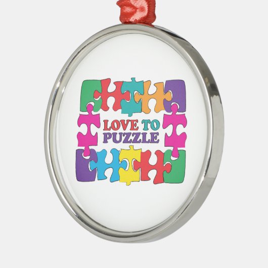 Liefde voor puzzle metalen ornament (Links)
