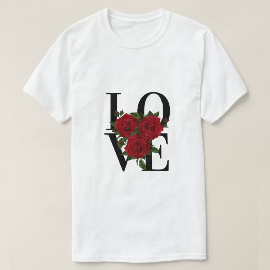 Liefde voor rode rozen t-shirt (Design voorkant)