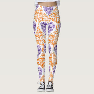 Liefde voor Ski Oranje Paars Handmade Yoga Pants Leggings