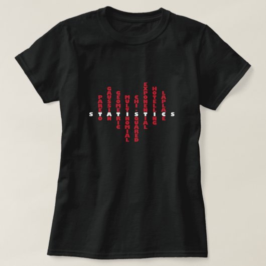 Liefde voor statistiek in mijn hart (donkere kleur t-shirt (Design voorkant)