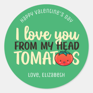 Liefde voor tomaten Funny Pun Cute Valentijnsdag Ronde Sticker