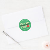 Liefde voor tomaten Funny Pun Cute Valentijnsdag Ronde Sticker (Envelop)