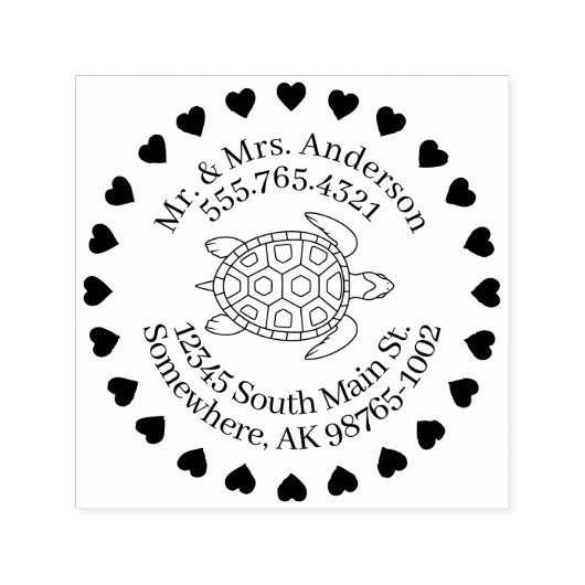 Liefde voor Turtles Persoonlijk Contact Zelfinktende Stempel (Design)