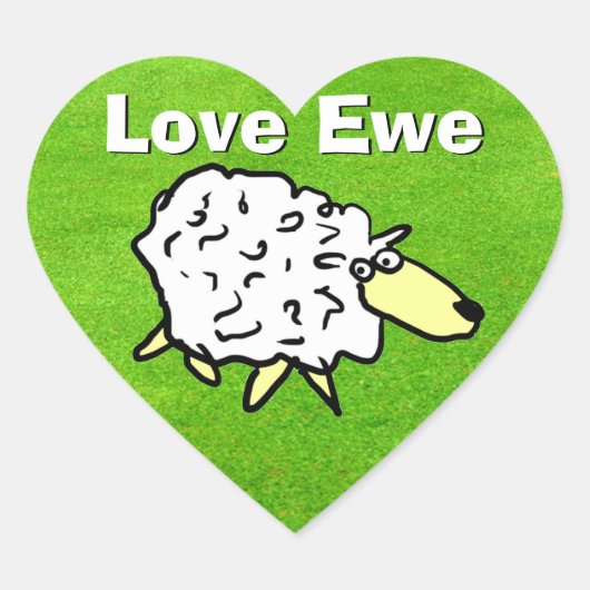 Liefde voor u - Schaap op de Cartoon van het Grass Hart Sticker (Voorkant)