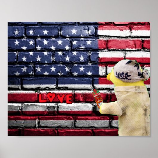 Liefde voor USA graffiti muur kunst. Poster (Voorkant)