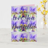 Liefde voor uw vrouw Naam Paarse Waterverf Kaart (Gele Bloem)