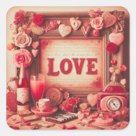 Liefde voor Valentijnsdag Vierkante Sticker
