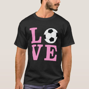 Liefde voor voetbal - Roze tekst T-shirt