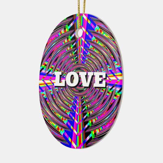 Liefde voor vrede (verander de woorden) keramisch ornament (Links)