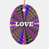 Liefde voor vrede (verander de woorden) keramisch ornament (Voorkant)