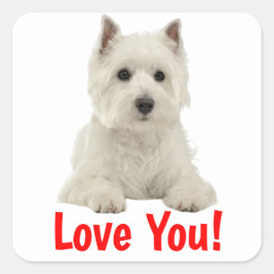 Liefde voor West Highland Terrier Puppy Hond Vierkante Sticker