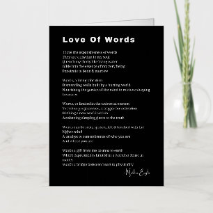 Liefde Voor Woorden schrijver gedicht poëzie Folie Wenskaart