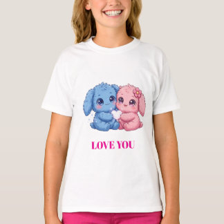 Liefde voor zittende Monsters T-shirt, Blauwe Roze T-shirt