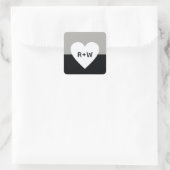 liefde voor zwart/wit hart modern monogram vierkante sticker (Tas)