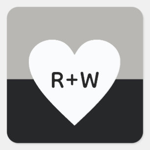 liefde voor zwart/wit hart modern monogram vierkante sticker