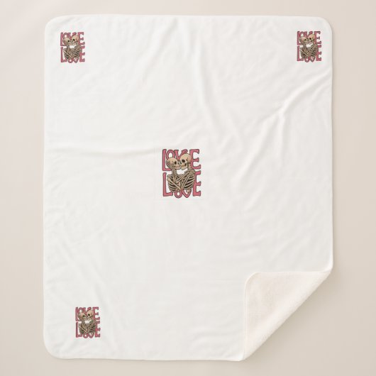 Liefde voorbij de tijd - Skeleton Embrace Art Sherpa Deken (Voorkant)