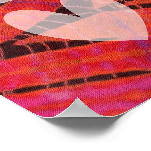 Liefde Vrede Abstracte Hippie Roze Blauwe Batik Ti Poster (Hoek)