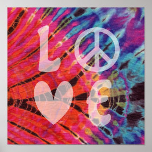 Liefde Vrede Abstracte Hippie Roze Blauwe Batik Ti Poster