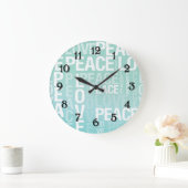 Liefde Vrede Blauwe Mint Ombre Grote Klok (Huis)