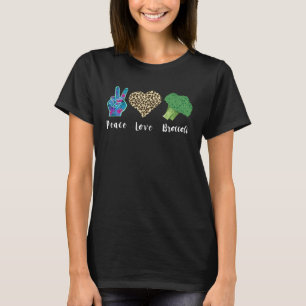 Liefde Vrede Broccoli Vegetarisch Luipaard Hart Br T-shirt