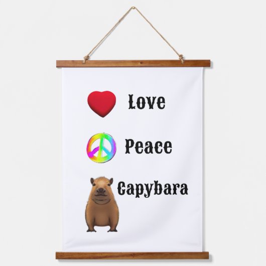 Liefde, Vrede, Capybara Wall Art Hangend Wandkleed (Voorkant)