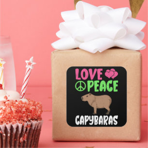 Liefde Vrede Capybaras Leuke Dieren Capybara Lover Vierkante Sticker