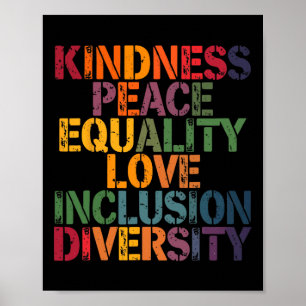 Liefde Vrede Diversiteit Inclusie Gelijkheid Zwart Poster