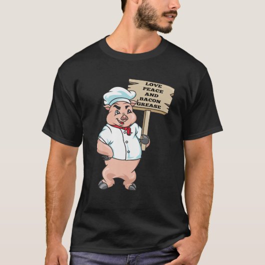 Liefde Vrede en Bacon Vet T Shirt (Voorkant)