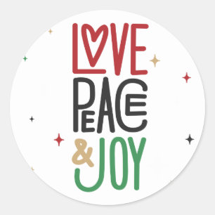 Liefde, vrede en feestdag, klassieke rondetjesteke ronde sticker