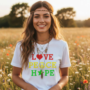 Liefde, Vrede en Hoop Meerkleurig T-shirt
