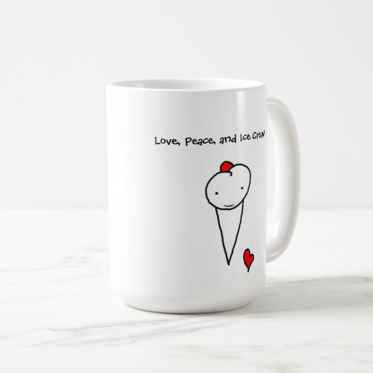 Liefde, vrede en ijskap koffiemok (Voorkant rechts)