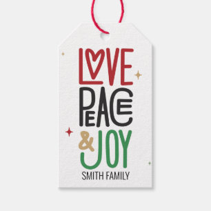 Liefde, Vrede en Joy Holiday Gift Labels Cadeaulabel