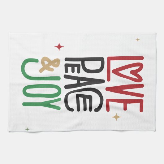 Liefde, Vrede en Joy Kitchen Towel Theedoek (Horizontaal)