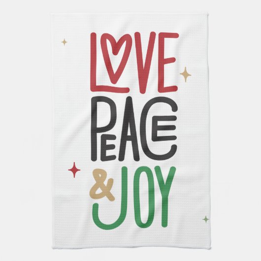 Liefde, Vrede en Joy Kitchen Towel Theedoek (Verticaal)
