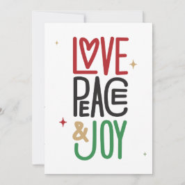 Liefde, vrede en vreugde feestdagenkaart