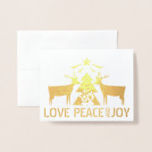 Liefde, Vrede en Vreugde Geboorte en herten Kerstm Folie Kaarten (Voorkant met envelop)