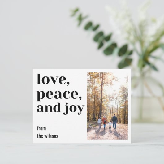 liefde , vrede en vreugde gedurfde , moderne , kla briefkaart (Staand voorkant)