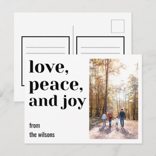 liefde , vrede en vreugde gedurfde , moderne , kla briefkaart (Voorkant / Achterkant)