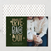 Liefde Vrede en Vreugde Gouden en Zilveren Kerstka Feestdagenkaart (Voorkant / Achterkant)