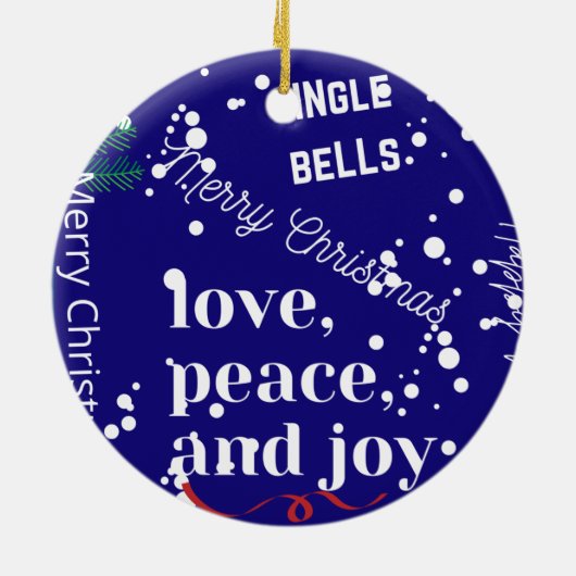 Liefde vrede en vreugde keramisch ornament (Achterkant)