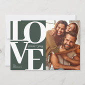 Liefde, Vrede en Vreugde Kerstmis Groene Familie F Feestdagenkaart (Voorkant)