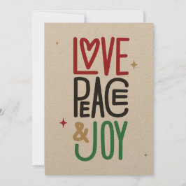 Liefde, vrede en vreugde | Kraft Holiday Card Feestdagenkaart
