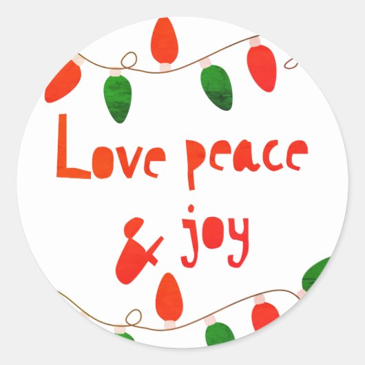 Liefde vrede en vreugde ronde sticker (Voorkant)